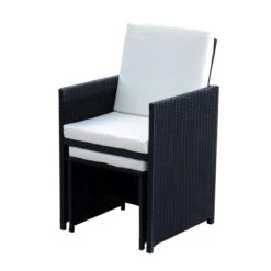Outsunny Conjunto De Muebles De Jardín Comedor 9 Piezas De Ratán Apilables Con Cojines Para Terraza 1 Mesa 4 Sillas Y 4 Taburetes De Exterior Elegante Negro -Jardin Decoración Shop 0151f1fd4586f73a46d0262fdf94091894ddf992 25a7e361c6ac42f8994597d2231268fe