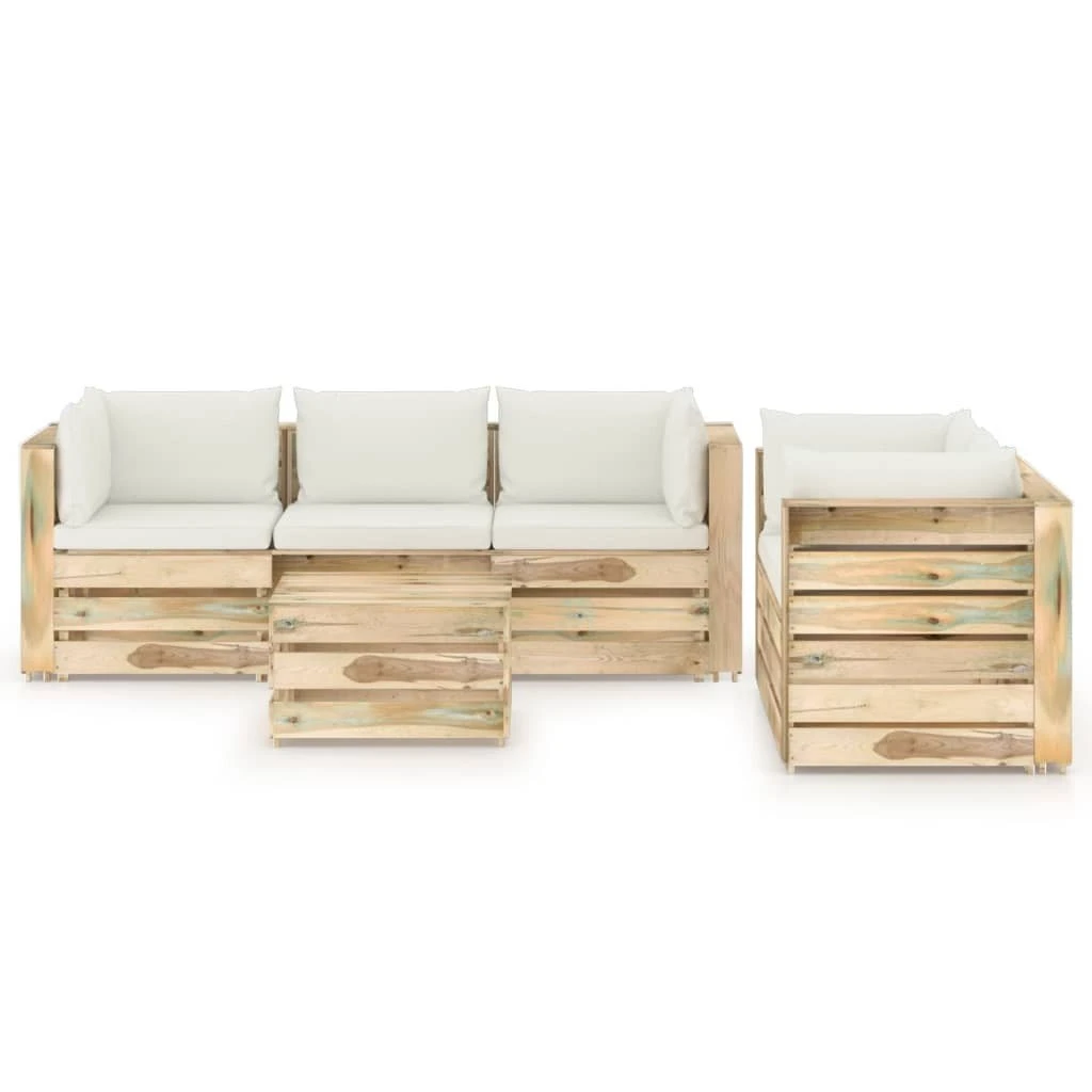 Muebles De Jardín 6 Piezas Con Cojines Madera Impregnada Verde VidaXL 1 Muebles De Jardín 6 Piezas Con Cojines Madera Impregnada Verde VidaXL