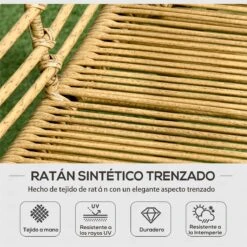 Outsunny Conjunto De Muebles De Ratán Para 4 Personas Muebles De Jardín 4 Piezas Con Sofá De 2 Plazos 2 Sillones Mesa De Centro Y 4 Cojines Para Terraza Patio Arena -Jardin Decoración Shop 031a94c17ab3932faca22d337e3939be7b2e951a 5eb8573dcee6412281568a18e44a98fc