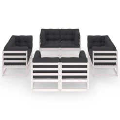 Juego De Muebles De Jardín 8 Pzas Y Cojines Madera Pino Maciza VidaXL