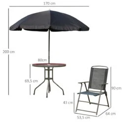 Outsunny Conjunto De Muebles Para Jardín Con 4 Sillas 1 Mesa Y 1 Parasol Texteline Aluminio Y Poliéster Negro -Jardin Decoración Shop 048e594f2854419d8e02f43ddd8204a2fc1a5393 82bd91e731f34384bf1c6f09c58f1c7a