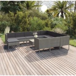 Set De Muebles De Jardín 12 Pzas Y Cojines Ratán Sintético Gris VidaXL -Jardin Decoración Shop 06440382f671318efdd1c9fb169f4424fb884b81 eebfcc650bde482895d6cb0032cd62db