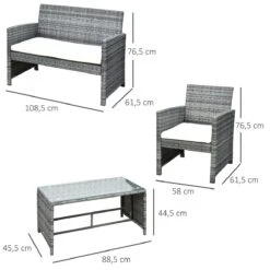 Outsunny Conjunto De Muebles De Jardín De Ratán 4 Piezas Juego De Muebles De Jardín Incluido 1 Sofá De 2 Plazas 2 Sillones Y 1 Mesa De Centro Con Tablero De Vidrio Para Terraza Gris -Jardin Decoración Shop 06edcb4080497adab686752edd704bd6627a0ecb 58769273db60488eac628bc440cb1bbf