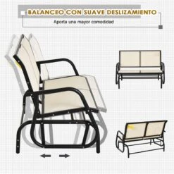 Outsunny Banco Balancín De 2 Plazas Silla Mecedora De Jardín Tubo De Metal Y Tela Texteline Transpirable Para Exterior Carga Máx. 200 Kg 120x70x85 Cm Beige -Jardin Decoración Shop 099f047c232649b0d1dec090c25df973d3b10cd1 d2765b99a46e4286866f7458d07ba95c