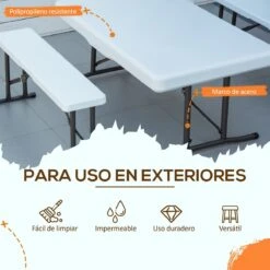 Outsunny Conjunto Mesa Y 2 Bancos Plegables De Jardín Muebles Para Camping Picnic Mesa De 103x63x76 Cm Y Asiento De 84,5x20x40 Cm Blanco 14 Outsunny Conjunto Mesa Y 2 Bancos Plegables De Jardín Muebles Para Camping Picnic Mesa De 103x63x76 Cm Y Asiento De 84,5x20x40 Cm Blanco -Jardin Decoración Shop 09b919412130f0b871cf80c281de86ec70c7f1a4 16388e13c325427aafba4597718d6a07