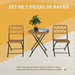 Outsunny Conjunto De Mesa Y 2 Sillas Plegables De Ratán Para Jardín Terraza Exterior Estructura De Acero Φ60x71 Cm Y 46x56x83 Cm Madera Natural -Jardin Decoración Shop 0aa5eeba44f5b0be5eb4d8809ffe0e9656e00f56 8f5ea0d16f9e4922b78c56023cdf1bb9