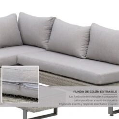 Outsunny Conjunto De Muebles Ratán De 3 Piezas Mesa De Centro Sofá Doble Y Sofá De 3 Plazas Con Cojines Extraíbles Para Jardín Terraza Patio Acero Gris -Jardin Decoración Shop 0c937bb44c72aa2f887d3061c55616d5f5409146 eefe243793ef4afbab41f2185462dbed