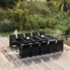 Set Comedor De Jardín 11 Pzas Con Cojines Ratán Sintético Negro VidaXL