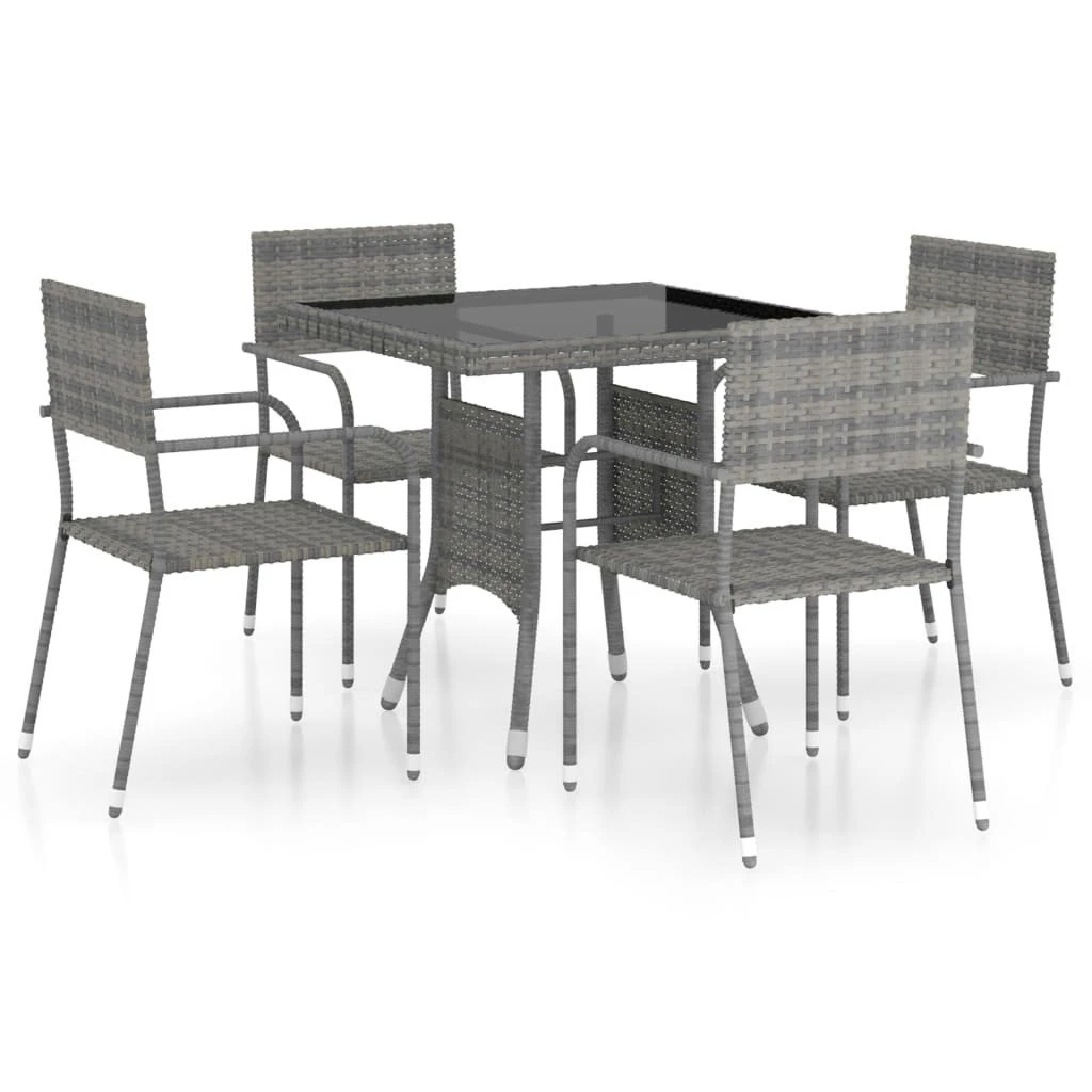Juego De Comedor Para Jardín 5 Piezas Ratán Sintético Gris VidaXL 2 Juego De Comedor Para Jardín 5 Piezas Ratán Sintético Gris VidaXL - Imagen 2