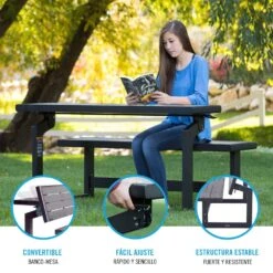 Banco Convertible En Mesa LIFETIME Color Gris -Jardin Decoración Shop 115aa684a7ca349fbc0428a7293fc3c9c0786c5d e305c96bc66a4ecaba2ce0832b2be4a8