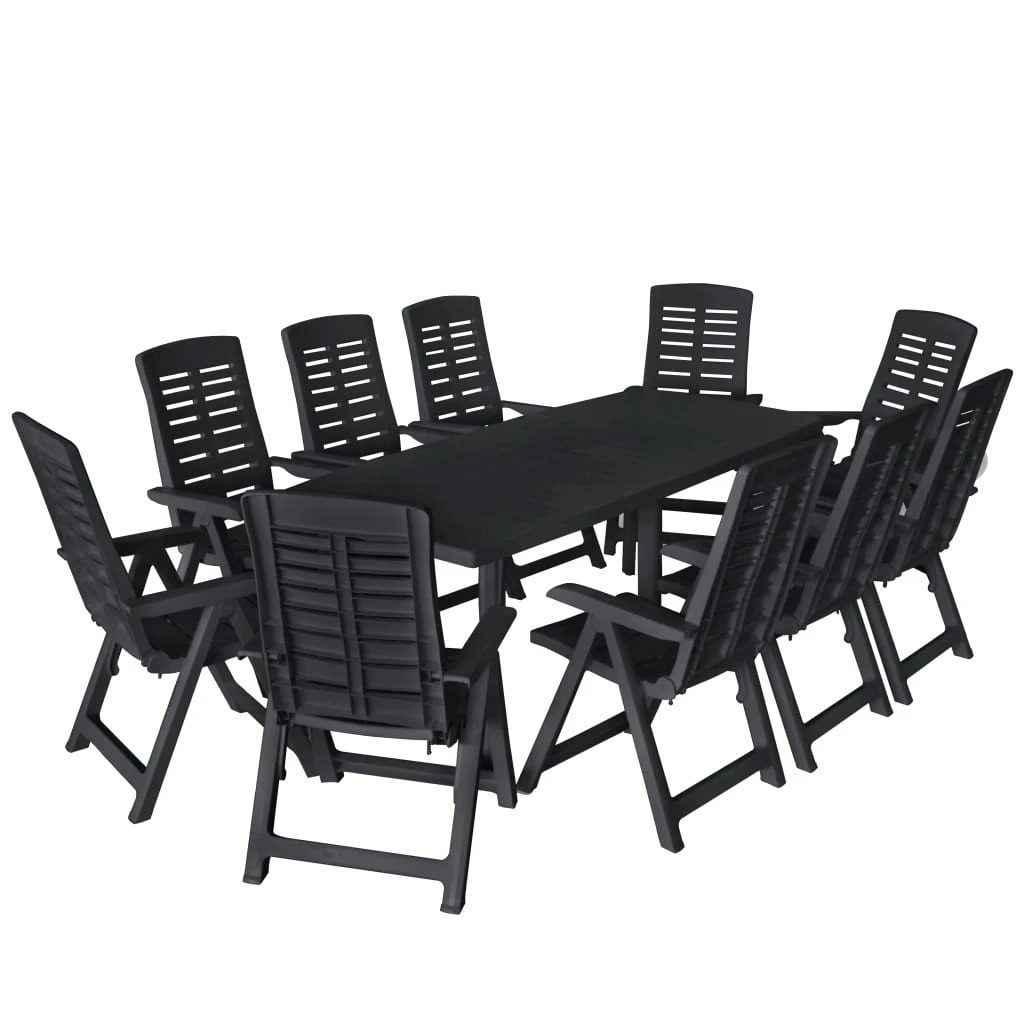 Conjunto De Comedor De Jardín 11 Piezas Plástico Gris Antracita VidaXL 1 Conjunto De Comedor De Jardín 11 Piezas Plástico Gris Antracita VidaXL