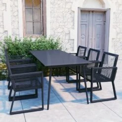 Juego De Comedor Para Jardín 7 Piezas Ratán PVC Negro VidaXL -Jardin Decoración Shop 1587029ced0be1aeddbb472428fd058a082287aa b90abef68afc49cb83bae24bcb6e563a