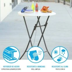 Mesa Redonda Plegable Cocktail LIFETIME Ø84 X 110 Cm -Jardin Decoración Shop 1772779f2b84387a1899924c66aee9b4562a6ea3 b2c6c078b1894f4396478fd2bbeffef0