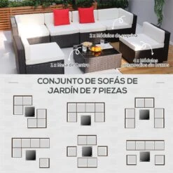 Outsunny Conjunto Muebles De Jardín Ratán 7 Piezas Set De Sofás Patio Con 1 Mesita Almohada Y Cojín Incluido Marco Acero Resistente Intemperie UV Marrón 14 Outsunny Conjunto Muebles De Jardín Ratán 7 Piezas Set De Sofás Patio Con 1 Mesita Almohada Y Cojín Incluido Marco Acero Resistente Intemperie UV Marrón -Jardin Decoración Shop 17d2712f4545ebc1fe5f33819221d88b89331163 c2fb40917eb94726a083fad98a3ff1c5
