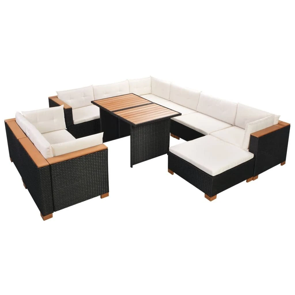 Set Muebles De Jardín 10 Piezas Y Cojines Ratán Sintético Negro VidaXL 1 Set Muebles De Jardín 10 Piezas Y Cojines Ratán Sintético Negro VidaXL