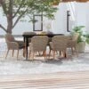 Juego De Comedor Para Jardín 7 Piezas Con Cojines Marrón VidaXL