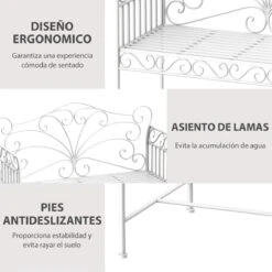 Outsunny Banco De Jardín De 2 Plazas 113,5x50x93,5 Cm Banco De Terraza De Metal Con Respaldo Decorativo Y Reposabrazos Vintage Para Exterior Carga 200 Kg Crema 13 Outsunny Banco De Jardín De 2 Plazas 113,5x50x93,5 Cm Banco De Terraza De Metal Con Respaldo Decorativo Y Reposabrazos Vintage Para Exterior Carga 200 Kg Crema -Jardin Decoración Shop 1acb4645aa90277ae39f50163eea7d0e5fbd08bc 456f29628d4241269ec631fc55e06ce1