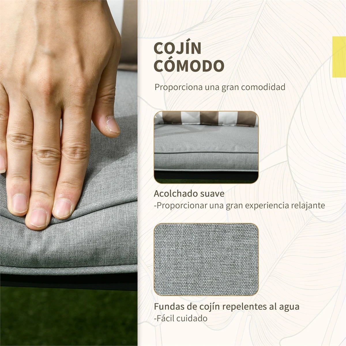 Outsunny Conjunto Mesa Y 2 Sillas De Jardín De Ratán 3 Piezas Juego De Muebles De Mimbre Con 2 Cojines Acolchados Y Marco De Acero Para Terraza Balcón 46x46x48 Cm Y 59x71x80 Cm Marrón 5 Outsunny Conjunto Mesa Y 2 Sillas De Jardín De Ratán 3 Piezas Juego De Muebles De Mimbre Con 2 Cojines Acolchados Y Marco De Acero Para Terraza Balcón 46x46x48 Cm Y 59x71x80 Cm Marrón - Imagen 5