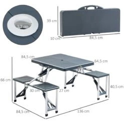 Outsunny Mesa Maleta De Camping Plegable Portátil 4 Asientos Y Agujero Sombrilla Estructura Aluminio Playa Picnic 136x84,5x66 Cm (Gris) -Jardin Decoración Shop 1df550f540b4a1b0411dec5d4ce49db6902be824 9e106858e50c494995e0dc91d6bb9cdd