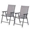Outsunny Conjunto De 2 Sillas Plegables Para Exterior Con Reposabrazos Sillas Para Balcones Jardín Terraza Metal Texteline Carga 100kg 58x64x94 Cm Gris