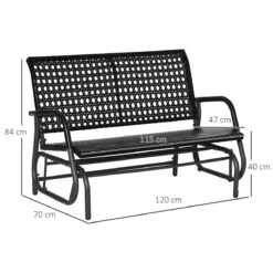 Outsunny Mecedora De Ratán De 2 Plazas Banco Balancín De Jardín Con Balanceo Ergonómico Y Marco De Metal Para Terraza Balcón Exterior Carga 220 Kg 120x70x84 Cm Negro -Jardin Decoración Shop 23d21dc92c82ede7e3bee125e431c5b52831b041 c2169a6b010f4b91a806a38a7a8c2dd0