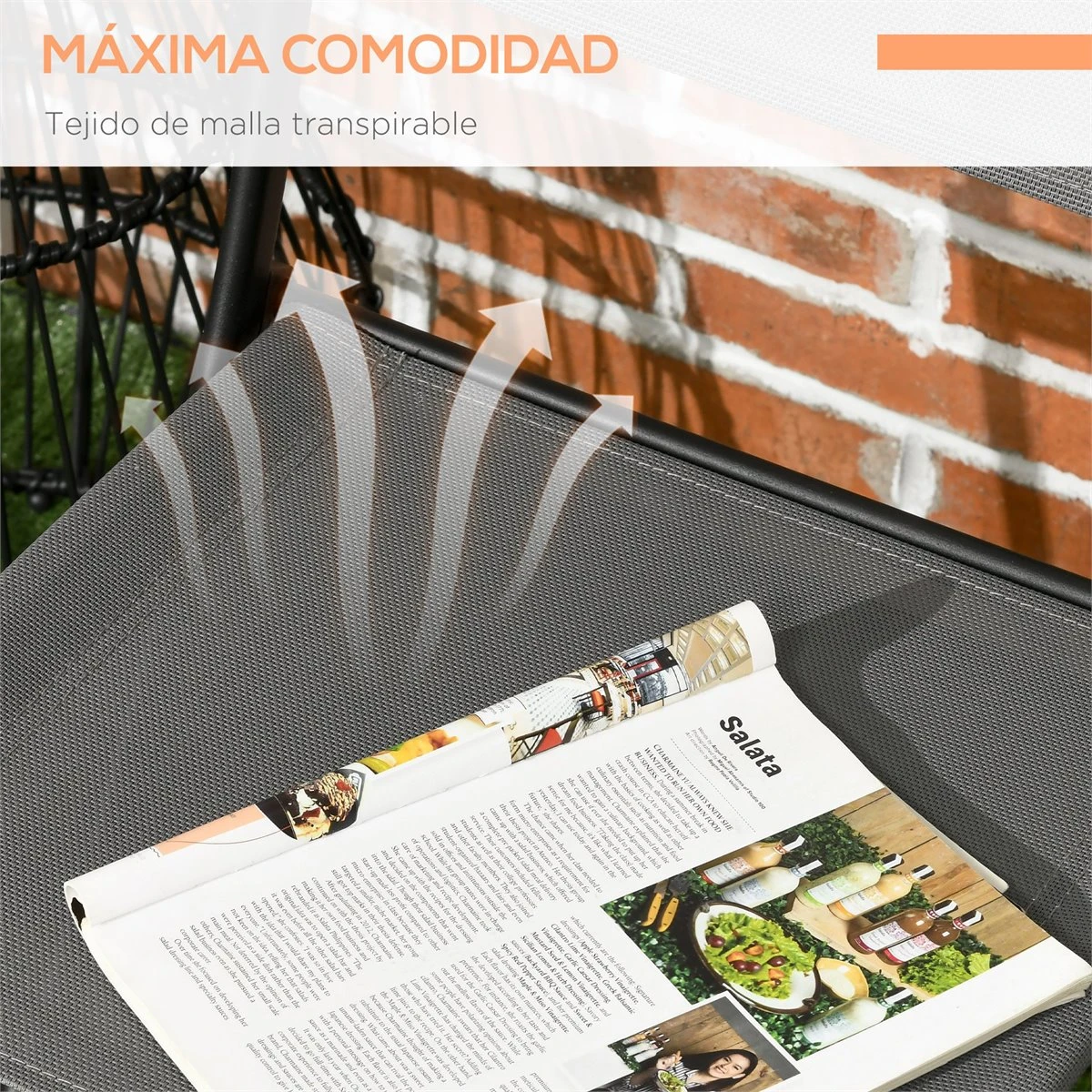 Outsunny Conjunto De Muebles De Jardín 3 Piezas Set De Muebles Exterior Incluye Mesa Con Encimera De Vidrio Templado Y 2 Sillones Plegable Con Respaldo Y Asiento De Texteline Gris 5 Outsunny Conjunto De Muebles De Jardín 3 Piezas Set De Muebles Exterior Incluye Mesa Con Encimera De Vidrio Templado Y 2 Sillones Plegable Con Respaldo Y Asiento De Texteline Gris - Imagen 5