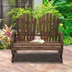 Outsunny Banco De Madera Jardín De 2 Plazas Con Apoyabrazos En Forma De Rueda Para Terraza Patio Balcón 108x66x95 Cm Marrón Rústico -Jardin Decoración Shop 28a44cb8847a75edbade3bc348702eb085740f48 f60751e7173149f5bef2478999593eb0