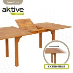 Mesa Jardín Extensible Rectangular Acacia 6 Comensales Aktive -Jardin Decoración Shop 2a885602e6e1425029d5e7cb0efaa7dd274e4fee df22de12d2e3490aad881acb442165f7