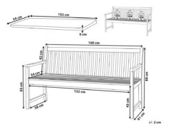Banco De Jardín De Madera Con Cojín Azul Marino/blanco 160 Cm VIVARA -Jardin Decoración Shop 2bb60cfed0fed3ad8d53dbed6be1ea54413f0c20 903225185a0049b68586d72c5ff45399