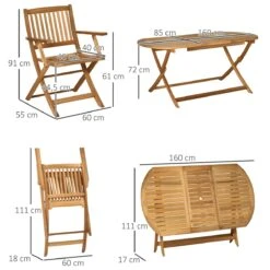 Outsunny Conjunto De Jardín De Madera Plegable 7 Piezas Mesa De Comedor 160x85x72 Cm Con Agujero Para Sombrilla Ø38mm 6 Sillas 60x55x91 Cm Para Terraza Balcón Exterior Teca -Jardin Decoración Shop 2e4df8a49dbc93fe13dbdb48cde136f7ad9943df 2da1b442309d4b18865bbfa3f7ece196