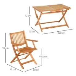 Outsunny Conjunto De Jardín De Madera Plegable 5 Piezas Set De 1 Mesa 120x70x72 Cm Y 4 Sillas 60x55x91 Cm Muebles De Comedor Para Terraza Balcón Exterior Teca -Jardin Decoración Shop 30742cddc8161f83ed07653bbaadbc91f8f86a01 4c34fd9470d0418e986cf47c1907f09a