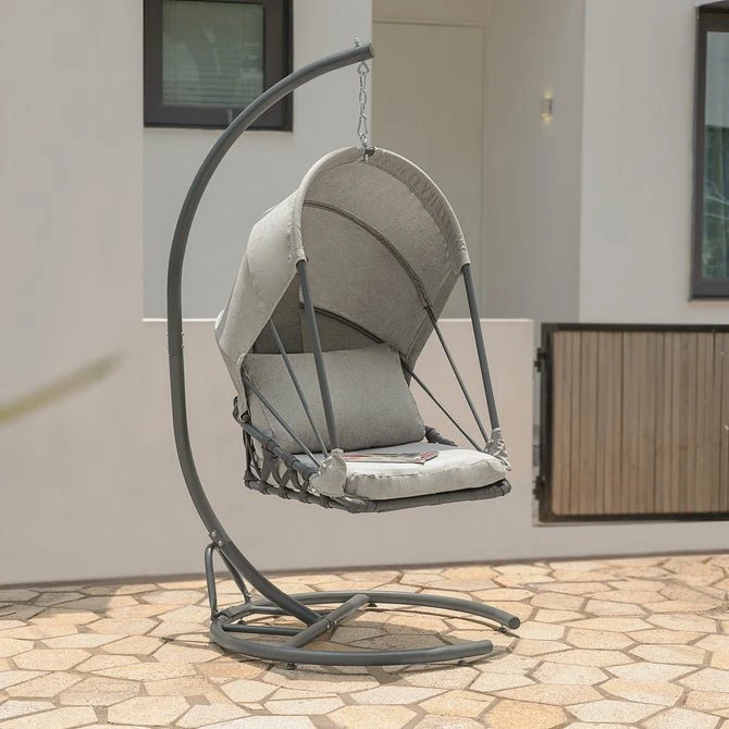Silla Colgante Con Soporte Para Exteriores Columpio Colgante Con Marco De Acero 95 X 95 X 187cm OGS57-HG SoBuy 3 Silla Colgante Con Soporte Para Exteriores Columpio Colgante Con Marco De Acero 95 X 95 X 187cm OGS57-HG SoBuy - Imagen 3