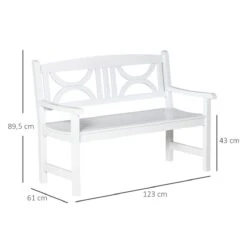 Outsunny Banco De Madera Maciza Exterior De 2 Plazas 123x61x89,5 Cm Banco De Jardín Con Respaldo Decorativo Y Reposabrazos Para Terraza Balcón Patio Carga 250 Kg Blanco 9 Outsunny Banco De Madera Maciza Exterior De 2 Plazas 123x61x89,5 Cm Banco De Jardín Con Respaldo Decorativo Y Reposabrazos Para Terraza Balcón Patio Carga 250 Kg Blanco -Jardin Decoración Shop 330bbfc798f10ad615c642e72c4d02b64ef55e74 3be9c558a51544c79210745c7be59192
