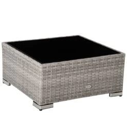 Outsunny Conjunto De Muebles De Jardín De Ratán 4 Piezas Mesa De Centro De Vidrio Sofá Doble Y 2 Sofás Esquineros Con Cojines Desenfundables Para Terraza Exterior Gris -Jardin Decoración Shop 333a906f58a11f8684a9e8acc0ed13662ff2544f 9fedf299c40044afb061edfdfbb5c973