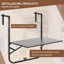 Outsunny Mesa Colgante Para Balcón Mesa De Pared De Acero Con Altura Ajustable En 4 Posiciones Carga Máx. 15 Kg Para Terraza Jardín 60x60,5x56-71 Cm Negro -Jardin Decoración Shop 34af753181a5d1f35811cc554903d786e6fbc312 7143e5f445b44af8988483448a84cb70