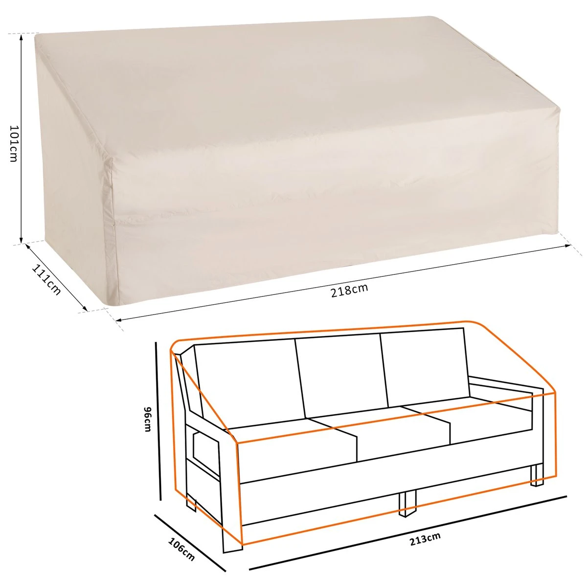 Outsunny Funda Protectora De Banco 3 Plazas Cubierta Protectora De Muebles Impermeable Exterior Jardín Para Sofá Mesas Sillas Barbacoa 218x111x63/101cm 3 Outsunny Funda Protectora De Banco 3 Plazas Cubierta Protectora De Muebles Impermeable Exterior Jardín Para Sofá Mesas Sillas Barbacoa 218x111x63/101cm - Imagen 3