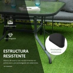 Outsunny Mesa De Cristal De Jardín Con Agujero Para Sombrilla Mesa Para Comer Cuadrada Con Marco De Acero Para Exterior Terraza Balcón 106,5x106,5x71 Cm Negro -Jardin Decoración Shop 38da147f114c0e09fd104fa5d4e161c05014546c 07abdc7101484ffb981faec099913b5a