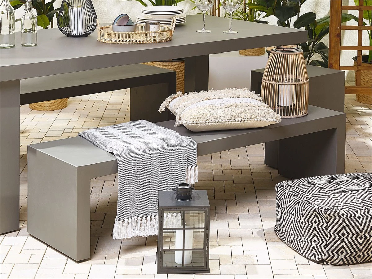 Banco De Jardín De Cemento Reforzado Gris 150 Cm TARANTO 1 Banco De Jardín De Cemento Reforzado Gris 150 Cm TARANTO