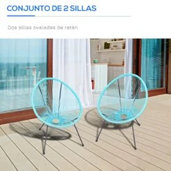 Outsunny Conjunto De 2 Sillas De Jardín De Ratán Pack 2 Sillas Acapulco Forma Ovalada Con Reposabrazos Respaldo Alto Interior Exterior 73x77x87 Cm Turquesa -Jardin Decoración Shop 3dbb5d8508df0dd1d73bae5bc5abc1a4071f545b d7b3686d361441ca8779a82ecbfc90e1