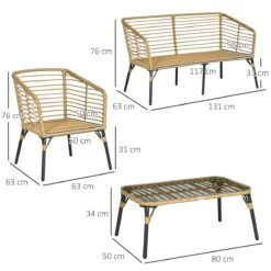 Outsunny Conjunto De Muebles De Ratán Para 4 Personas Muebles De Jardín 4 Piezas Con Sofá De 2 Plazos 2 Sillones Mesa De Centro Y 4 Cojines Para Terraza Patio Arena -Jardin Decoración Shop 3f2ab01d200262a354310b6bd9b2023a91a4bb85 2c4fe0cebc2b434b9f7be45739841668