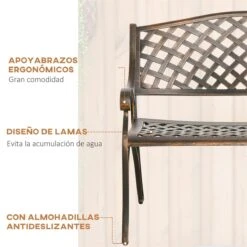 Outsunny Banco De Jardín De 2 Plazas De Aluminio Fundido Banco De Exterior Estilo Vintage Para Terraza Balcón Patio Carga 240 Kg 103x62x83 Cm Bronce -Jardin Decoración Shop 42357962ab00190e9e4cd46e64c5636d3ba72e6c c595d0698ff54f14bfc1b9f1b9117664