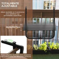 Outsunny Mesa Colgante Para Balcón Mesa De Pared De Acero Con Altura Ajustable En 4 Posiciones Carga Máx. 15 Kg Para Terraza Jardín 60x60,5x56-71 Cm Negro -Jardin Decoración Shop 4922a72ddaa2e768aaa799b8a561de6a9b3052e1 66b22e18371a47ee8e5ad4fa58cf7249
