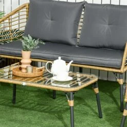 Outsunny Conjunto De Muebles De Ratán Para 4 Personas Muebles De Jardín 4 Piezas Con Sofá De 2 Plazos 2 Sillones Mesa De Centro Y 4 Cojines Para Terraza Patio Arena -Jardin Decoración Shop 4db44c1d5558f6b907e973be175668cdad58318c 02dbe25c2f334a709439e3cb058a1282