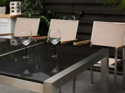 Mesa De Comedor De Metal/granito Gris Oscuro/plateado 220 X 100 Cm GROSSETO -Jardin Decoración Shop 50ac7be82c3eb694e1f60e9027c1abd2f4e5f58e 4b2807c84e41439c929bcbaa67fde407