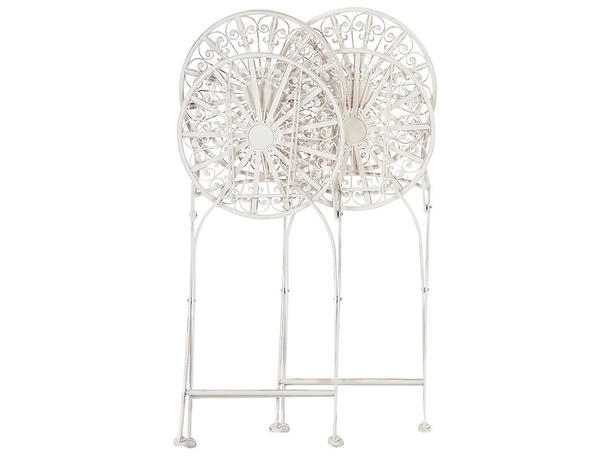 Conjunto De 2 Sillas De Balcón De Metal Blanco Crema SCAFA 7 Conjunto De 2 Sillas De Balcón De Metal Blanco Crema SCAFA - Imagen 7