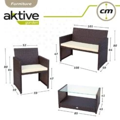 Conjunto Muebles Terraza Ratán 3 Sillones Y 1 Mesa Aktive -Jardin Decoración Shop 52206a0478c09f248e23938961368fb85ae38530 be918666586b474eab8e64bb1ee580b6