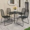 Set De Comedor De Jardín De 5 Piezas PVC Ratán Negro VidaXL