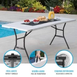 Mesa Rectangular Plegable Blanco Efecto Granito LIFETIME 184 X 76 X 73,5 Cm -Jardin Decoración Shop 533cfd6332a58b7f68aa7ee0b7e11a5afb794b1d 2043e03dab2543d882cc870c9b9e8920