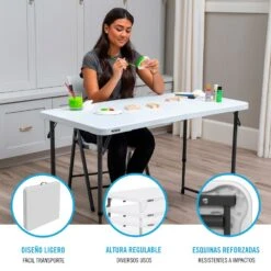 Mesa Plegable Ajustable En Altura Blanco LIFETIME 122 X 61 X 56-91 Cm -Jardin Decoración Shop 53e8e80115f7663fcabf936ed10064986f7e31a0 d7a9af2e1c784098ae620aff9cabb164