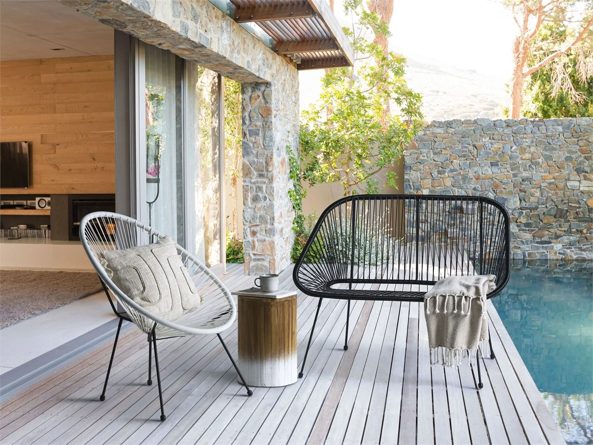 Banco De Jardín 2 Plazas De Ratán Negro ACAPULCO 1 Banco De Jardín 2 Plazas De Ratán Negro ACAPULCO